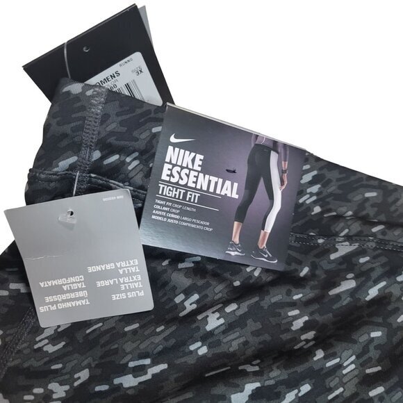 Nike Essential Womens Size 3X Black Gray Tight‎ Fit Running Crop Leggings - Picture 6 of 7